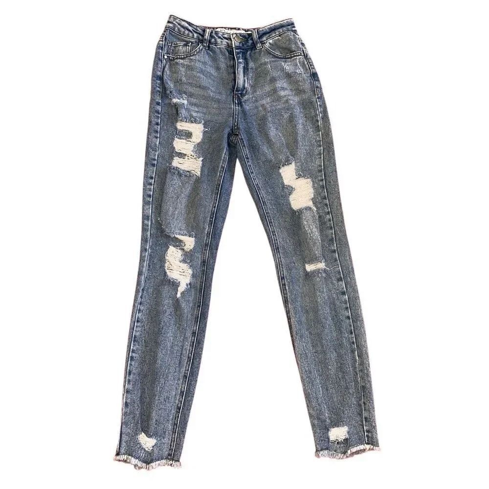 Tinseltown Destroyed Distressed Jeans Straight Leg Denim Casual